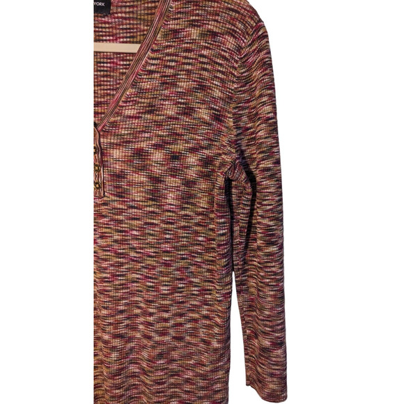 Jones New York Signature‎ Henley Sweater Womens Large Viscose Nylon V-Neck - Picture 11 of 11